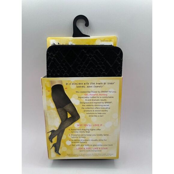 SPANX Star Power Diamond Daze Center Stage Patterned Shaping Tights Black Size A - Picture 2 of 3